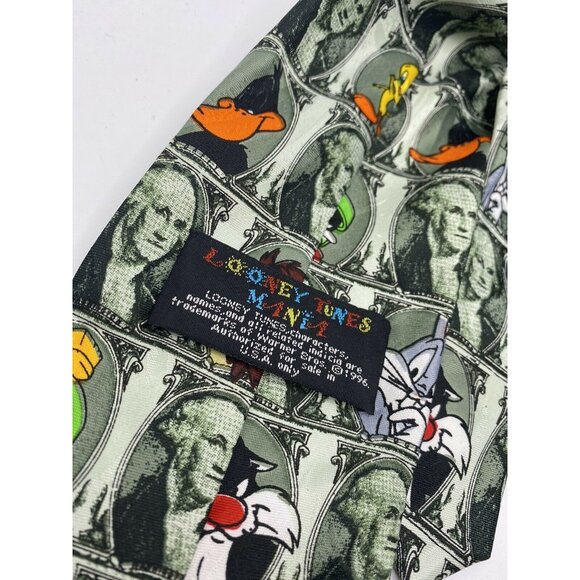 Looney Tunes Character Dollar Bill Print Tie George Washington - Picture 3 of 3